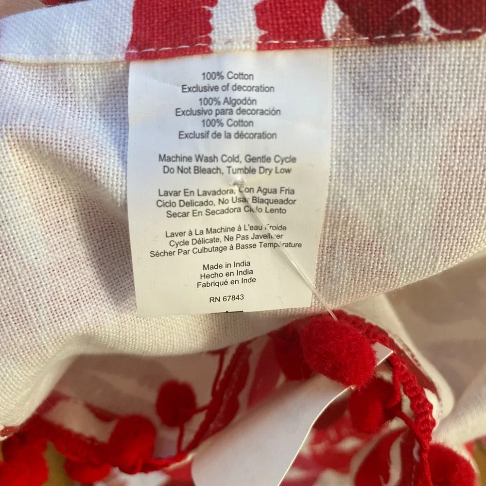 Dalton Brody Lipstick Kisses Cotton Tea‎ Towels Red Pom Pom Trim 2